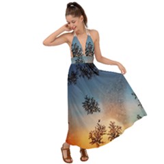 Hardest-frost-winter-cold-frozen Backless Maxi Beach Dress