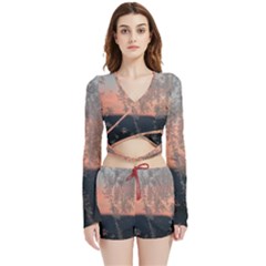 Hardest-frost-winter-cold-frozen Velvet Wrap Crop Top And Shorts Set by Amaryn4rt