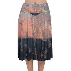 Hardest-frost-winter-cold-frozen Velvet Flared Midi Skirt by Amaryn4rt