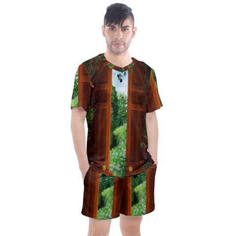 Beautiful World Entry Door Fantasy Men s Mesh T-shirt And Shorts Set by Amaryn4rt