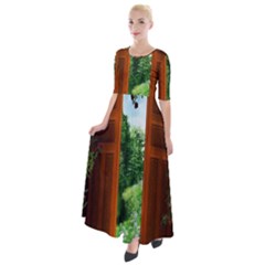 Beautiful World Entry Door Fantasy Half Sleeves Maxi Dress by Amaryn4rt