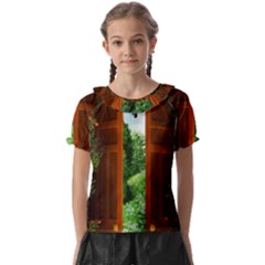 Beautiful World Entry Door Fantasy Kids  Frill Chiffon Blouse by Amaryn4rt