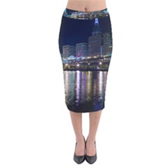 Cleveland Building City By Night Velvet Midi Pencil Skirt by Amaryn4rt