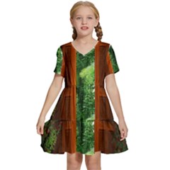 Beautiful World Entry Door Fantasy Kids  Short Sleeve Tiered Mini Dress by Amaryn4rt