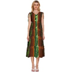 Beautiful World Entry Door Fantasy V-neck Drawstring Shoulder Sleeveless Maxi Dress by Amaryn4rt