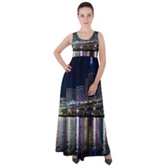 Cleveland Building City By Night Empire Waist Velour Maxi Dress by Amaryn4rt