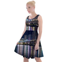 Cleveland Building City By Night Knee Length Skater Dress by Amaryn4rt