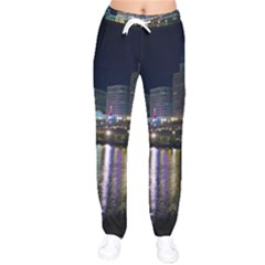 Cleveland Building City By Night Women Velvet Drawstring Pants by Amaryn4rt