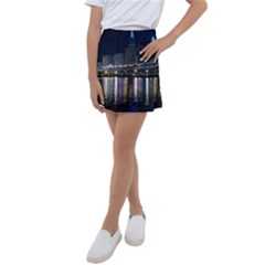 Cleveland Building City By Night Kids  Tennis Skirt by Amaryn4rt