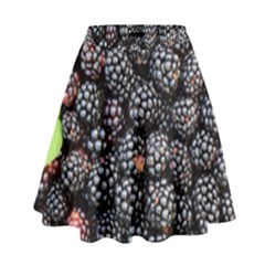 Blackberries-background-black-dark High Waist Skirt by Amaryn4rt