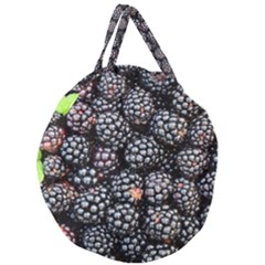 Blackberries-background-black-dark Giant Round Zipper Tote by Amaryn4rt