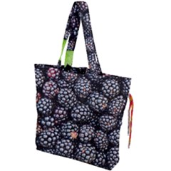 Blackberries-background-black-dark Drawstring Tote Bag by Amaryn4rt