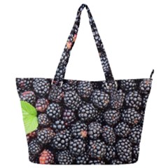 Blackberries-background-black-dark Full Print Shoulder Bag