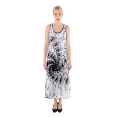 Fractal Black Spiral On White Sleeveless Maxi Dress by Amaryn4rt