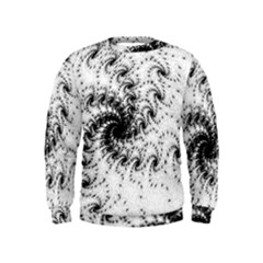 Fractal Black Spiral On White Kids  Sweatshirt by Amaryn4rt