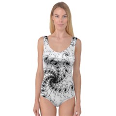 Fractal Black Spiral On White Princess Tank Leotard 