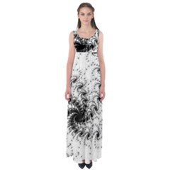 Fractal Black Spiral On White Empire Waist Maxi Dress by Amaryn4rt