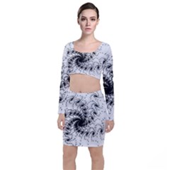 Fractal Black Spiral On White Top And Skirt Sets by Amaryn4rt