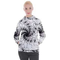 Fractal Black Spiral On White Women s Hooded Pullover by Amaryn4rt