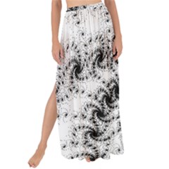 Fractal Black Spiral On White Maxi Chiffon Tie-up Sarong by Amaryn4rt