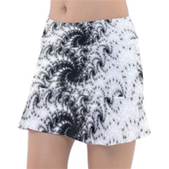 Fractal Black Spiral On White Classic Tennis Skirt by Amaryn4rt