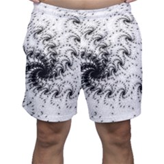 Fractal Black Spiral On White Men s Shorts by Amaryn4rt