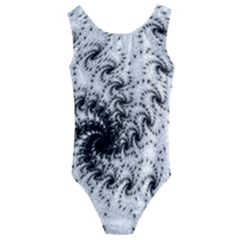 Fractal Black Spiral On White Kids  Cut-out Back One Piece Swimsuit by Amaryn4rt