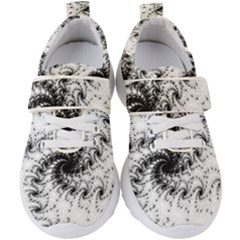 Fractal Black Spiral On White Kids  Velcro Strap Shoes by Amaryn4rt