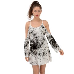 Fractal Black Spiral On White Boho Dress by Amaryn4rt