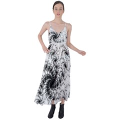 Fractal Black Spiral On White Tie Back Maxi Dress by Amaryn4rt