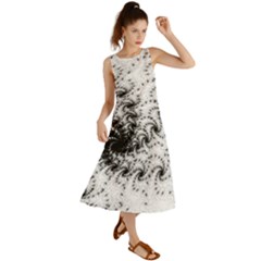 Fractal Black Spiral On White Summer Maxi Dress by Amaryn4rt