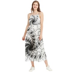 Fractal Black Spiral On White Boho Sleeveless Summer Dress by Amaryn4rt