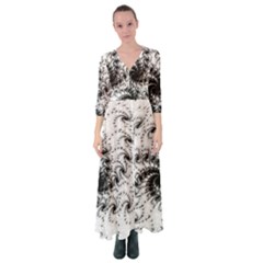 Fractal Black Spiral On White Button Up Maxi Dress by Amaryn4rt