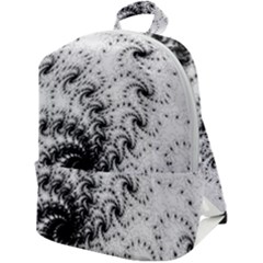 Fractal Black Spiral On White Zip Up Backpack by Amaryn4rt