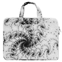 Fractal Black Spiral On White Macbook Pro 16  Double Pocket Laptop Bag  by Amaryn4rt