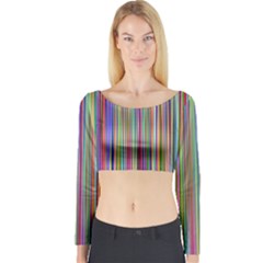 Striped-stripes-abstract-geometric Long Sleeve Crop Top by Amaryn4rt