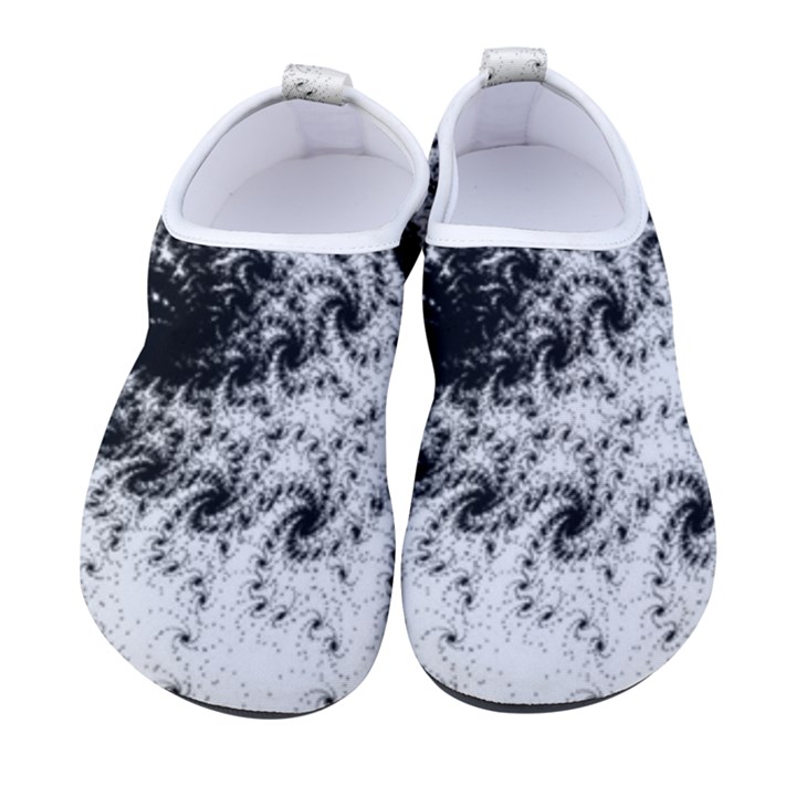 Fractal Black Spiral On White Men s Sock-Style Water Shoes