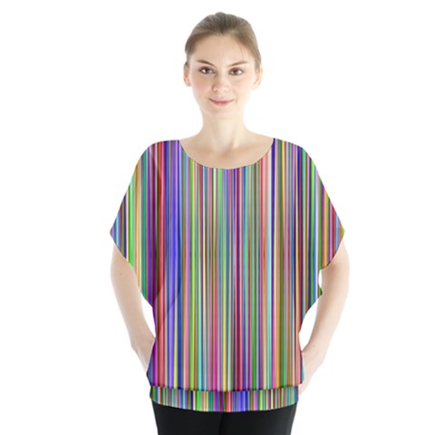 Striped-stripes-abstract-geometric Batwing Chiffon Blouse by Amaryn4rt