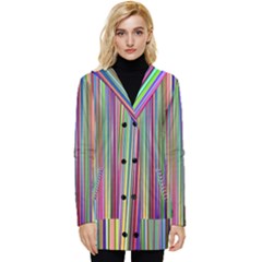 Striped-stripes-abstract-geometric Button Up Hooded Coat  by Amaryn4rt