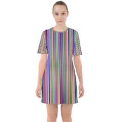 Striped-stripes-abstract-geometric Sixties Short Sleeve Mini Dress by Amaryn4rt