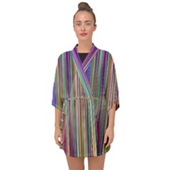 Striped-stripes-abstract-geometric Half Sleeve Chiffon Kimono by Amaryn4rt