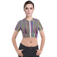 Striped-stripes-abstract-geometric Short Sleeve Cropped Jacket by Amaryn4rt