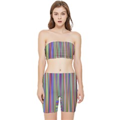 Striped-stripes-abstract-geometric Stretch Shorts And Tube Top Set by Amaryn4rt