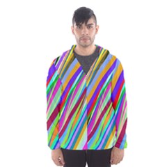 Multi-color Tangled Ribbons Background Wallpaper Men s Hooded Windbreaker by Amaryn4rt