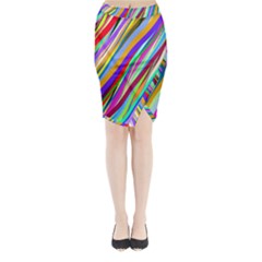 Multi-color Tangled Ribbons Background Wallpaper Midi Wrap Pencil Skirt by Amaryn4rt