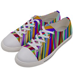 Multi-color Tangled Ribbons Background Wallpaper Men s Low Top Canvas Sneakers by Amaryn4rt