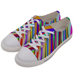 Multi-color Tangled Ribbons Background Wallpaper Women s Low Top Canvas Sneakers by Amaryn4rt