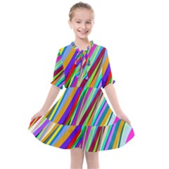 Multi-color Tangled Ribbons Background Wallpaper Kids  All Frills Chiffon Dress