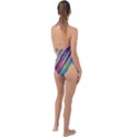 Multi-color Tangled Ribbons Background Wallpaper Plunge Cut Halter Swimsuit View2