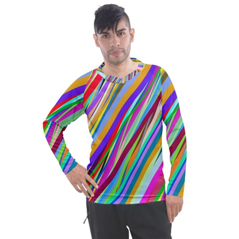 Multi-color Tangled Ribbons Background Wallpaper Men s Pique Long Sleeve T-shirt by Amaryn4rt